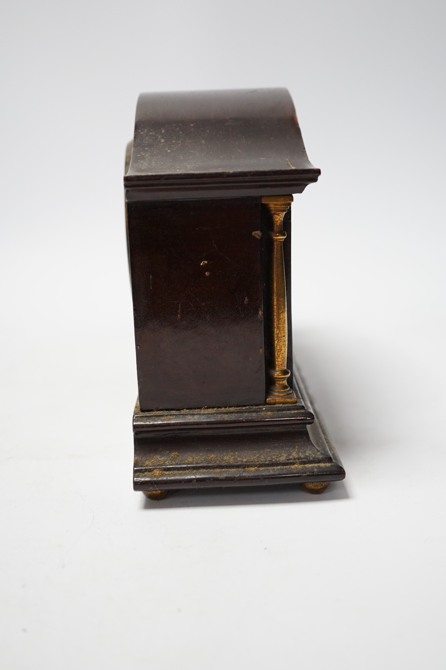 An Edwardian inlaid mahogany mantel timepiece, 29cm